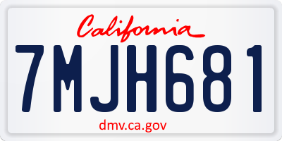 CA license plate 7MJH681