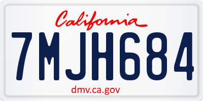 CA license plate 7MJH684