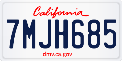CA license plate 7MJH685
