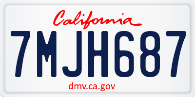 CA license plate 7MJH687