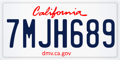 CA license plate 7MJH689