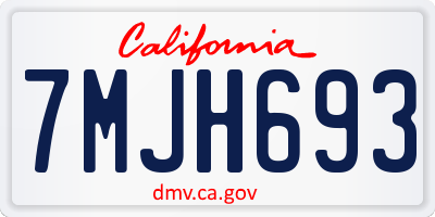 CA license plate 7MJH693