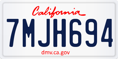 CA license plate 7MJH694