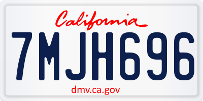 CA license plate 7MJH696