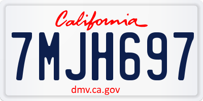 CA license plate 7MJH697