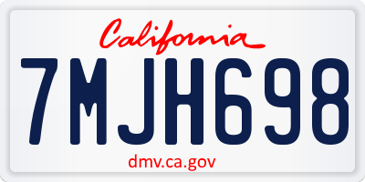 CA license plate 7MJH698