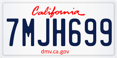 CA license plate 7MJH699