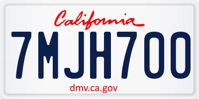 CA license plate 7MJH700