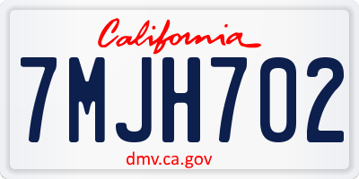 CA license plate 7MJH702