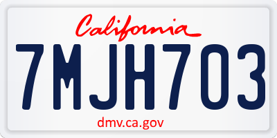 CA license plate 7MJH703