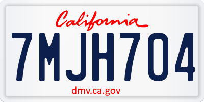 CA license plate 7MJH704