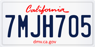 CA license plate 7MJH705