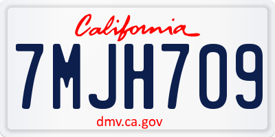 CA license plate 7MJH709