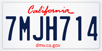 CA license plate 7MJH714