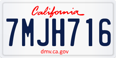 CA license plate 7MJH716