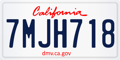 CA license plate 7MJH718