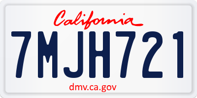 CA license plate 7MJH721