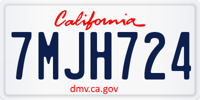 CA license plate 7MJH724