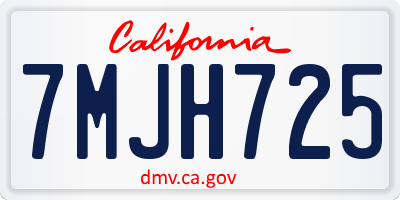 CA license plate 7MJH725