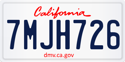 CA license plate 7MJH726
