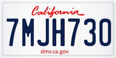CA license plate 7MJH730