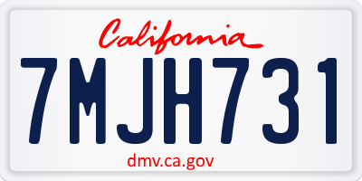 CA license plate 7MJH731