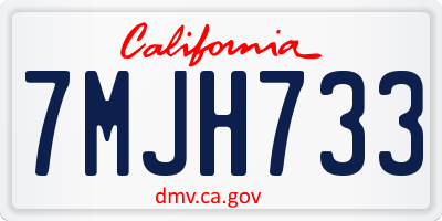CA license plate 7MJH733
