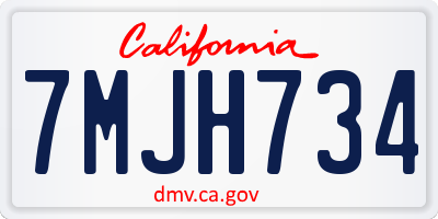 CA license plate 7MJH734