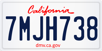 CA license plate 7MJH738