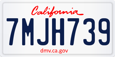 CA license plate 7MJH739