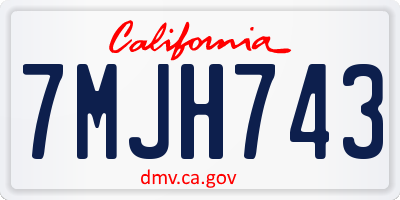 CA license plate 7MJH743