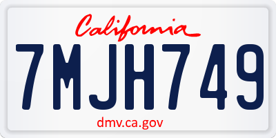 CA license plate 7MJH749