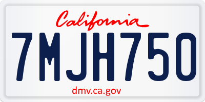 CA license plate 7MJH750