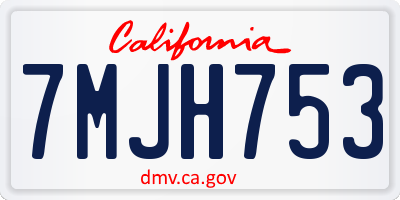 CA license plate 7MJH753