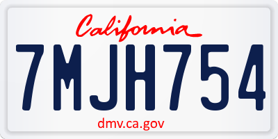CA license plate 7MJH754