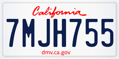 CA license plate 7MJH755