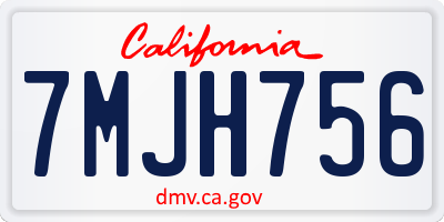 CA license plate 7MJH756
