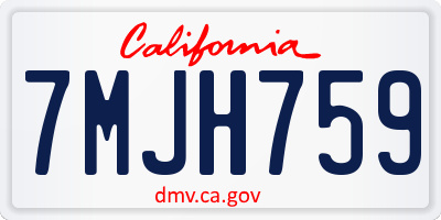 CA license plate 7MJH759