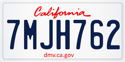 CA license plate 7MJH762