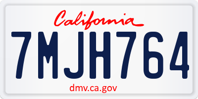 CA license plate 7MJH764