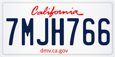 CA license plate 7MJH766