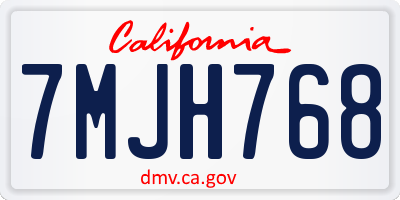 CA license plate 7MJH768