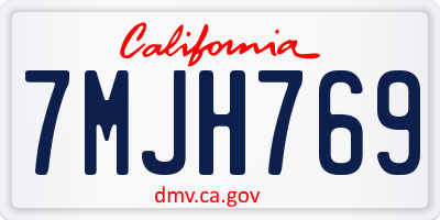 CA license plate 7MJH769