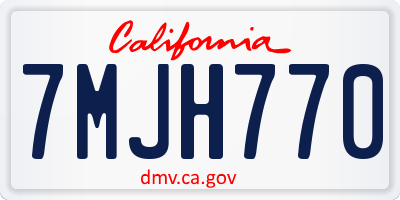 CA license plate 7MJH770