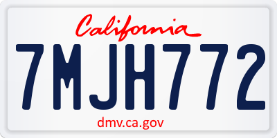 CA license plate 7MJH772