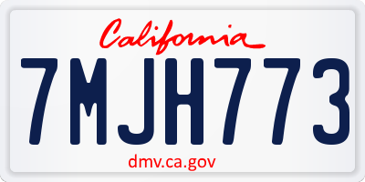 CA license plate 7MJH773