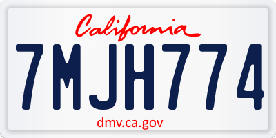 CA license plate 7MJH774