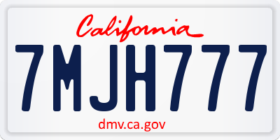 CA license plate 7MJH777