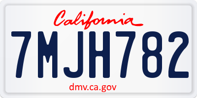 CA license plate 7MJH782