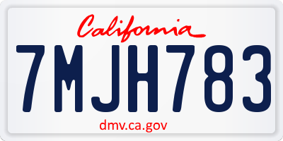 CA license plate 7MJH783